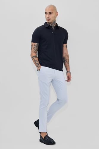 Image of SNITCH Men Polyester Textured Technical Stitchless Light Weight Casual Half Sleeve Poly Blend Polo Slim Fit T-Shirt
