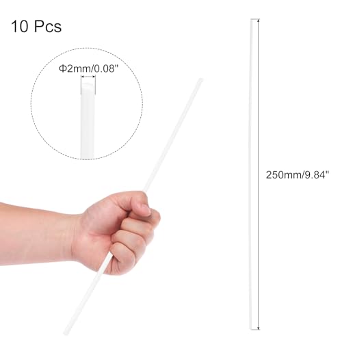 QUARKZMAN 10 Stück ABS Kunststoff Rundstäbe 2 x 250mm ABS-Stangen Kunststoff Rundstange Kunststoffstangen Rund für Strukturelle Architektonische Modellherstellung DIY Spielzeugbau, Weiß