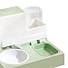 ShengQuanHao 2 in 1 Automatic Cat Feeder, Cat Water Dispenser, and Food Bowl Set, Water Drinking Bowl for Small Animals Dogs, Fruit Green