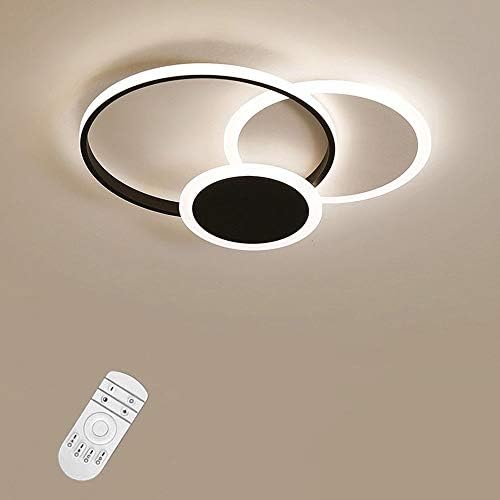 LED Ceiling Light, 6cm Ultra Thin Aluminum Ceiling Lamp, 32W 2900lm Modern Simple Round Living Room Bedroom Study Dining Room Decorative Lights, Black 3000K~6000K Dimmable Light, Size Φ42cm*H6cm