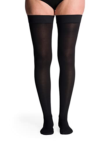 Image of SIGVARIS Women's Essential Cotton 230 Closed Toe Thigh-Highs w /Grip Top 20-30mmHg
