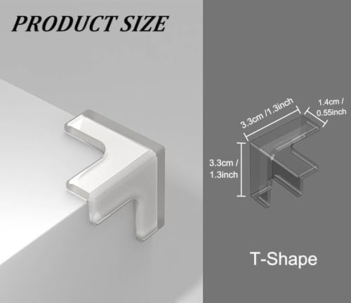 Image of 8 /12 /24 Pack Transparent PVC Table Corner Protectors Guards, Universal Furniture Corner Protectors, Edge Safety Cover Sharp Bumper Sticker Guards for Table Furniture (T-Shape, 8Pack)