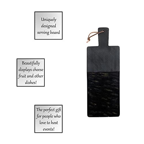 Image of Santa Barbara Design Studio Table Sugar Rectangular Marble and Mango Wood Serving Board, Medium, Black