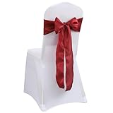 iEventStar Satin Sash Chair Bow Cover Wedding Banquet Party Decoration (10, Burgundy)