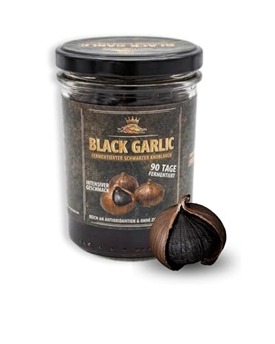King Crocodile Schwarzer Knoblauch fermentiert 150g I Black Garlic Delikatesse I Gourmet Feinkost mit mildem süßlichem Geschmack & ohne Mundgeruch I 100% vegan & ohne künstliche Zusätze