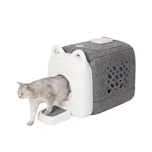 automatic cats self groomer - 360° Surround Skin Friendly cat grooming supplies,Cat Brushes with biomimetic cat tongue brush Include And Smart feeder For Long, or Short Haired [White]