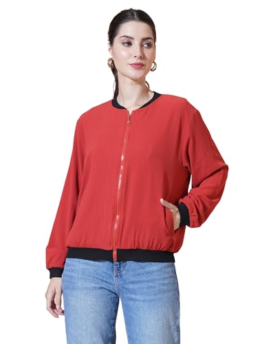 Image of 9 Impression Women's Printed Bomber Jackets | Full Zipper Regular Jacket | Casual Sweatshirt | Oversized Jackets for Women | Outdoor Office Wear Winter Jackets