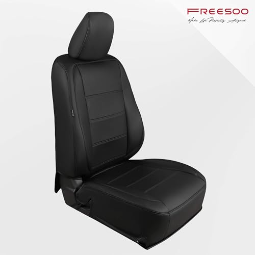Image of FREESOO for Toyota Corolla Seat Covers L LE XLE, LE Eco Sedan 2014 2015 2016 2017 2018 2019, Custom Fit Car Seat Covers, Leather Seat Covers for Car, Waterproof Seat Cover, Black Front Seats 2PCS