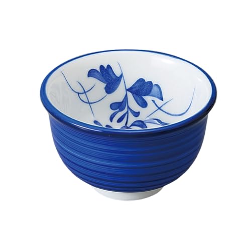 エールネット(Ale-net) 湯呑 煎茶碗 千茶碗 9.5×5.5cm 呉須巻中菊厚口 食洗機対応 電子レンジ対応 美濃焼 日本製