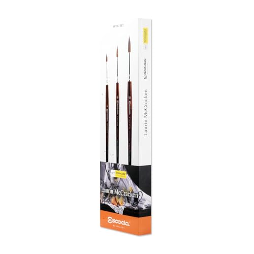 Image of Escoda Signature Series Artist Watercolor Brush Set, Laurin Mccracken Set #1, Versatil Synthetic Kolinsky, Size (Round) 4, 6, 10