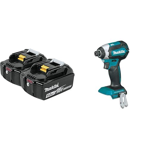 Makita BL1850B-2 18V LXT Lithium-Ion 5.0Ah Battery, 2/pk with bonus XDT13Z 18V LXT Brushless Impact Driver - image 1