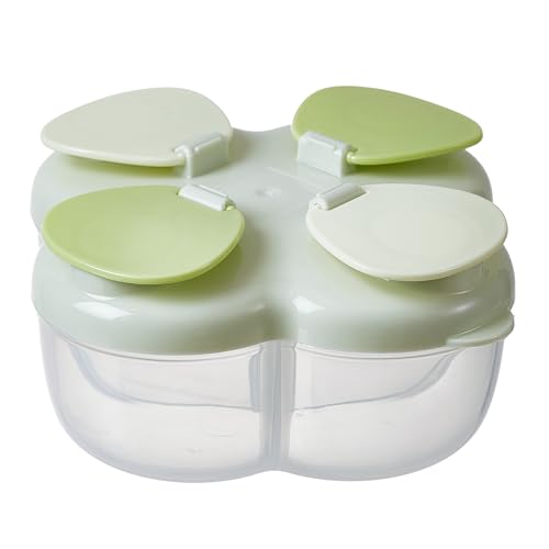 Image of ZRHR Formula Dispenser No-Spill with Four Compartment, Infant Milk Powder Dispenser Portable On The Go, Kids Snack Formula Containers for Travel Hold Outdoor, Green