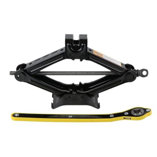 Fangxuee Elevador de Manivela de Pantógrafo Mecánico de 1,5 T con Llave, Cambiador de Neumáticos de Automóvil, Herramienta de Elevación de Tijera, Elevador de Manivela para PKW/SUV/MPV