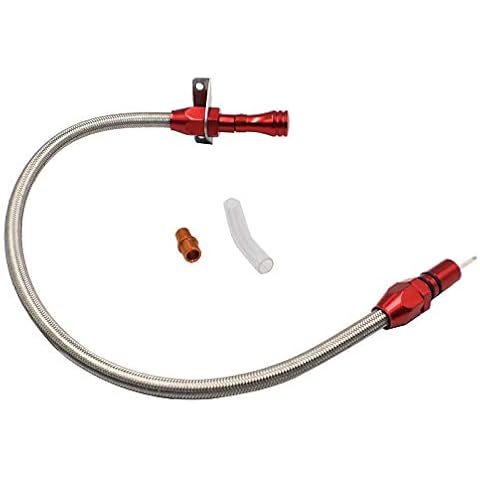 1409KMT TH350 TH400 Transmission Dipstick Tube Tool with Lock Flexible Stainless Steel Compatible with Chevy GM TH350 Tranny 350 Turbo HOT TH400 Turbo (Red) Cover
