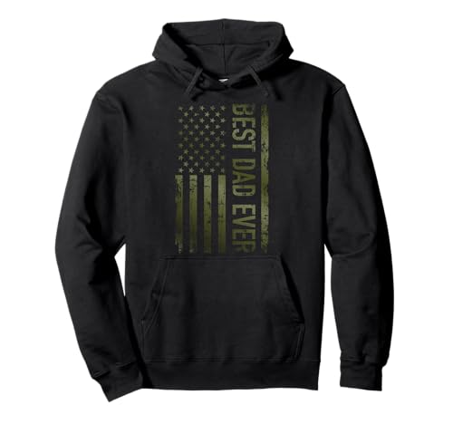 Best dad ever american military camouflage flag gift father Pullover Hoodie