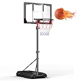 G GX9 Portable Basketball Hoop Adjustable 4.9-8.5ft: Outdoor Basketball Goal System for Kids, Teens & Youth in Backyard/Driveway/Indoor, 33 Inch Shatterproof Backboard