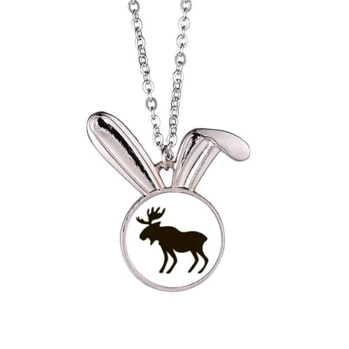 Collier lapin élan noir pendentif animal ras de cou tendance automne