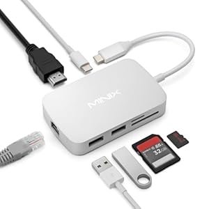 MINIX USB C Adapter, 7 in 1 USB C Hub Muliport Adapter 4K HDMI,Gigabit Ethernet, 2 USB 3.0, 100W PD Charging, SD/TF Card Reader, Compatible with MacBook Pro/Air, iPad Air/Pro, iMac, Laptop, PC
