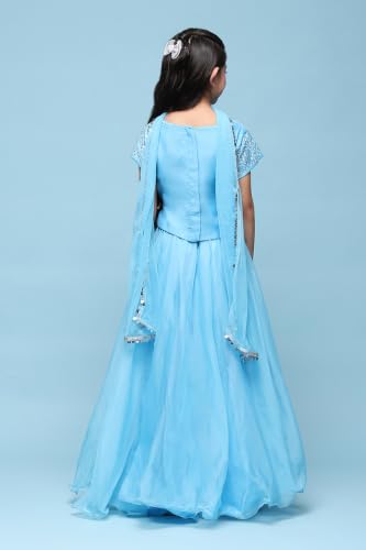 Image of BIBA Girl Polyester Flared Solid Lehenga Set