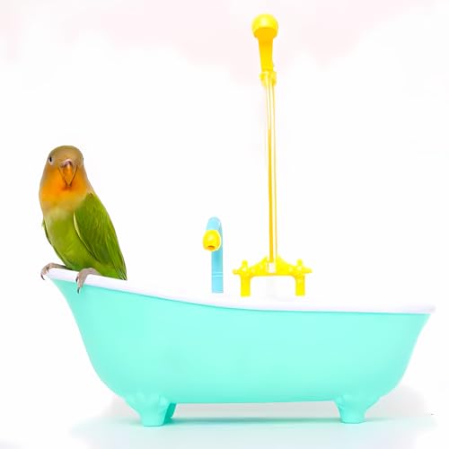 Banheira Automática para Papagaios e Calopsitas Chuveiro Giratório - Material Durável ABS Ideal para