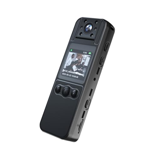 4K Body Camera with and Video Wearable Cam Webcam 180 Rotatable Lens IR Night Vision One Key Back Clip Tripod for Law Enforcement Delivery Personal Traveling Outdoor