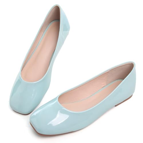 Image of ChaiRong Zhou Women Square Toe Ballets Flats Comfort Slip On Walking Shoes for Driving
