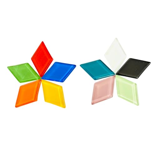Image of Assorted Colours Glass Mosaic Tiles (20 Variations) (All Packs: 100 g,200 g,500 g), DIY Mosaic Art, Decoration, Crystal Glass Mosaic Tiles (Glossy Diamond 25 x 40 mm), 200 g