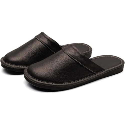 Men's Leather Closed-Toe Slippers Casual Couple Home Indoor Breathable Anti-Slip Sandals2