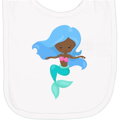 inktastic African American Mermaid, Cute Mermaid, Blue Hair, Shells Newborn Bib