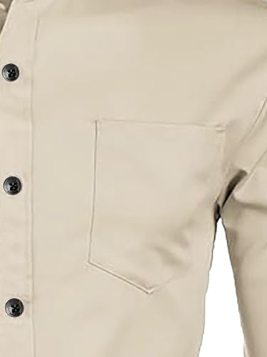 Image of Men's Slim Fit Beige Color Cotton Blend Casual Shirt