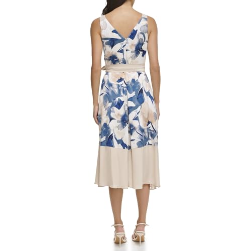 Image of DKNY Women's Sleeveless Tie Fit & Flare Midi Dress