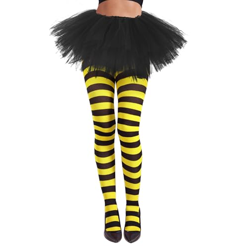 Image of American Trends Striped Tights for Women Witch Tights Halloween Costume Stretchy Pantyhose Stockings