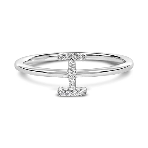 10K White Gold Diamond Accent Initial "I" Ring - Size 7