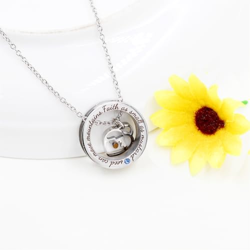 Unique Round Stainless Steel Engraved Faith as Small as Mustard Seed Can Move Mountains Religious Scripture Necklace, Inspirational Christian Mustard Seed Prayer & Blessing Jewelry4