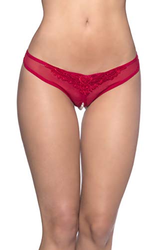 Oh La La Cheri Plus Size Crotchless Pearl Thong, 1X/2X, Black