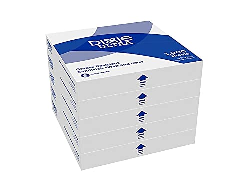 Dixie Ultra Grease Resistant Sandwich Wrap and Liner by GP PRO (Georgia-Pacific), White, GRC1212, 12"x12", 5000 Sheets Per Case, (5 packs of 1000 sheets)