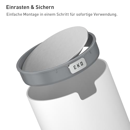 EKO Mini Tischmülleimer mit deckel, 1,5 Liter Kosmetikeimer Weiß, kleiner Tischabfalleimer für Bad, Schreibtisch, Schlafzimmer oder Auto
