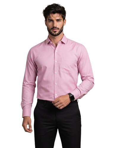 Image of Full Sleeve Black Formal Shirt for Men Cotton Regular Fit Casual - Pure Premium Branded Shirts for Men Formal Stylish Slim Plain Solid Man Wear as Office and Party
