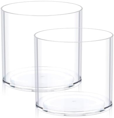 Flower Clear Vase Centerpiece for Home 1-Set of 2 Sizes, Wedding Party, Plastic Clear Cylinder Wide Vase for Flowers, Decorative Wide Mouth Vase for Decor, Centerpieces, Large Clear Container