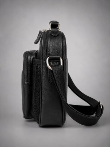 Image of Allen Cooper Premium Leather Sling Bag for Men | Crossbody Messenger Bag with Adjustable Shoulder Strap | Travel Organizer Shoulder Bag for Daily Use, Office & Outdoor Carry