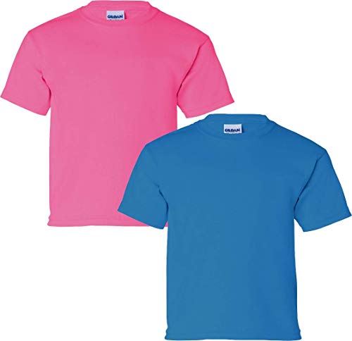 T-shirt en coton enfant Gildan lot de 2 en coloris Heliconia et Sapphire confortable