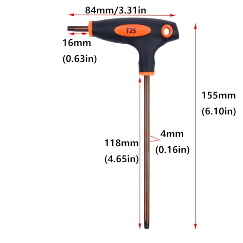 Image of Antrader T25 Torx Screwdriver,Anti Tamper Proof Torx Key,S2 Steel T-Handle Dual End Wrench-1Pcs