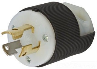 Hubbell HBL4720C Locking Plug, 15 amp, 125V, L5-15P, Black/White (Pack of 10)
