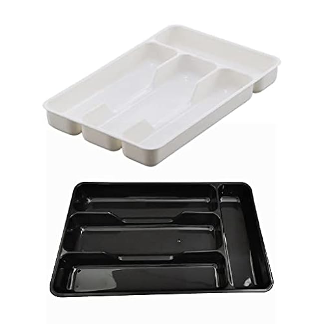 Kitchen Tools Drawer Organizer Tray Spoon Forks Cutlery Separation Finishing Rack Storage Box, 27*17.6*3.5cm, White