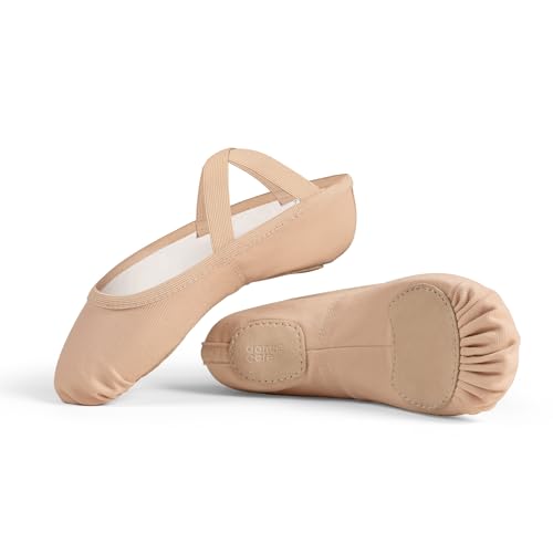 Children's Slip-On Canvas Ballet Dance Shoe with Split Leather Sole for Stability