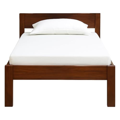 Image of KR Furniture Solid Sheesham Wood Single Bed | Wooden Cot with Headboard | Modern Bedroom Furniture | Strong Frame Support | Bedroom, Hostel, PG & Hotel Use | Walnut Finish