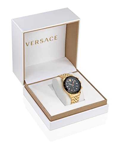 Versace Hellenyium Chrono Collection Luxury Mens Watch Timepieces with a Gold Bracelet Featuring a IP Yellow Gold Case and a Black Dial4