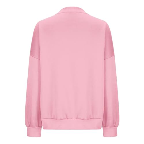 Sweatshirt femme oversize uni sans capuche patchwork, pull manches longues avec poche S - 5