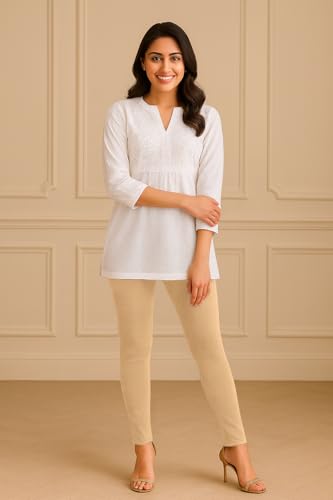 Image of Amazon Brand - Anarva Women's Super Cotton Combed Slim Fit Elastane Stretch Comfort Ankle Length Leggings with Ultrasoft Waistband