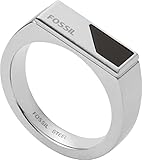Farbe: Schwarzer Onyx Fossil Ring Für Männer Kleid, Länge: 17.5mm, Breite: 5.3mm Silber Edelstahl Ring, JF03930040
